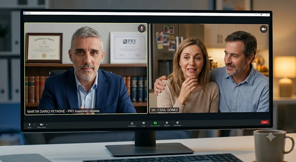 El Dr. Martín Darío Petasne asesorando online a un matrimonio por videollamada